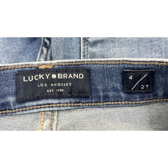 Lucky Brand High Rise Crop Bridgette Stretchy Skinny Jeans Distressed Size 4 - Picture 7 of 8
